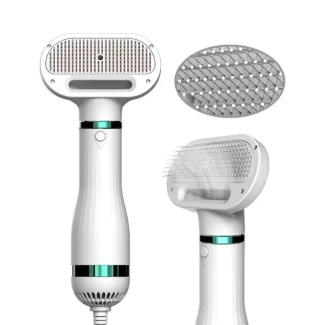 Secador de Pelos 2 em 1 para Cães e Gatos – Escova + Secador Portátil 300W, Ajuste de Temperatura, Ideal para Pets Pequenos e Médios