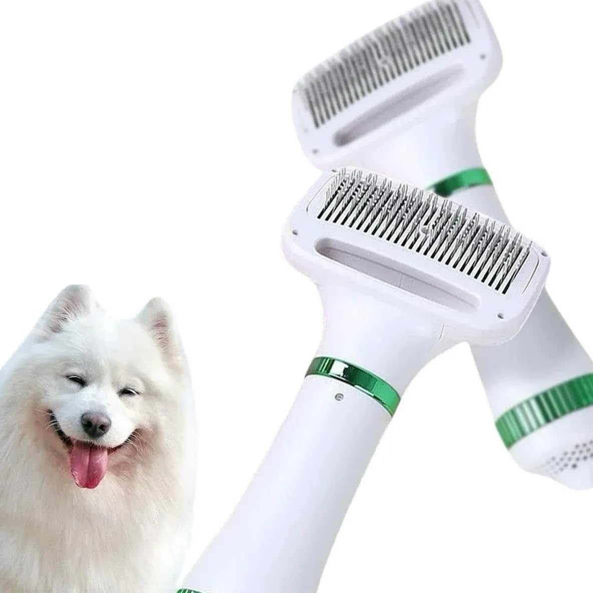 Escova Secadora Elétrica para Pets, 110V, 23x12cm, 300W, Silenciosa 65dB, Cerdas de Aço Inox, Temperatura Ajustável, para Cães e Gatos
