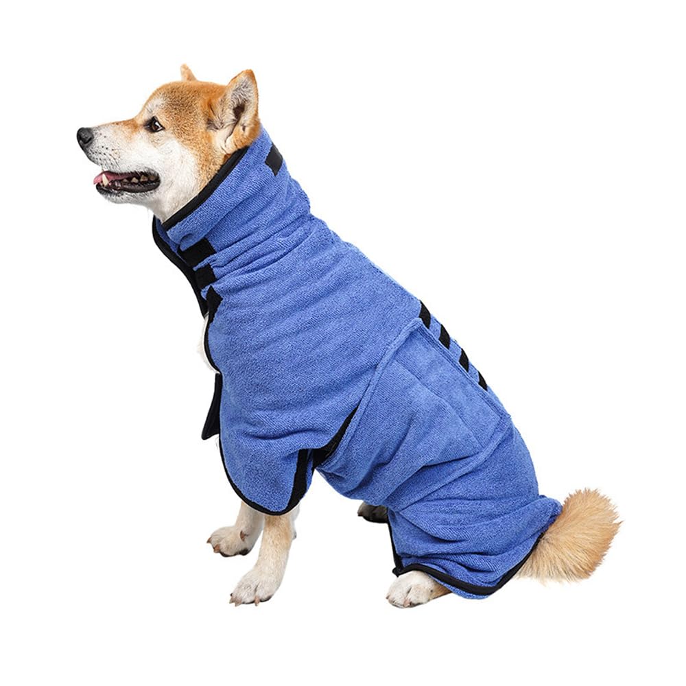 Roupão Absorvente para Cachorro Secagem Rápida Algodão Macio Confortável - Ajuste Regulável Toalha Secadora Pets após o Banho