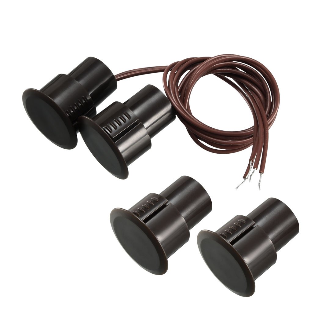 uxcell N.C. Sensor de contato de porta de segurança com fio embutido alarme interruptor magnético palheta marrom RC-36 2 peças