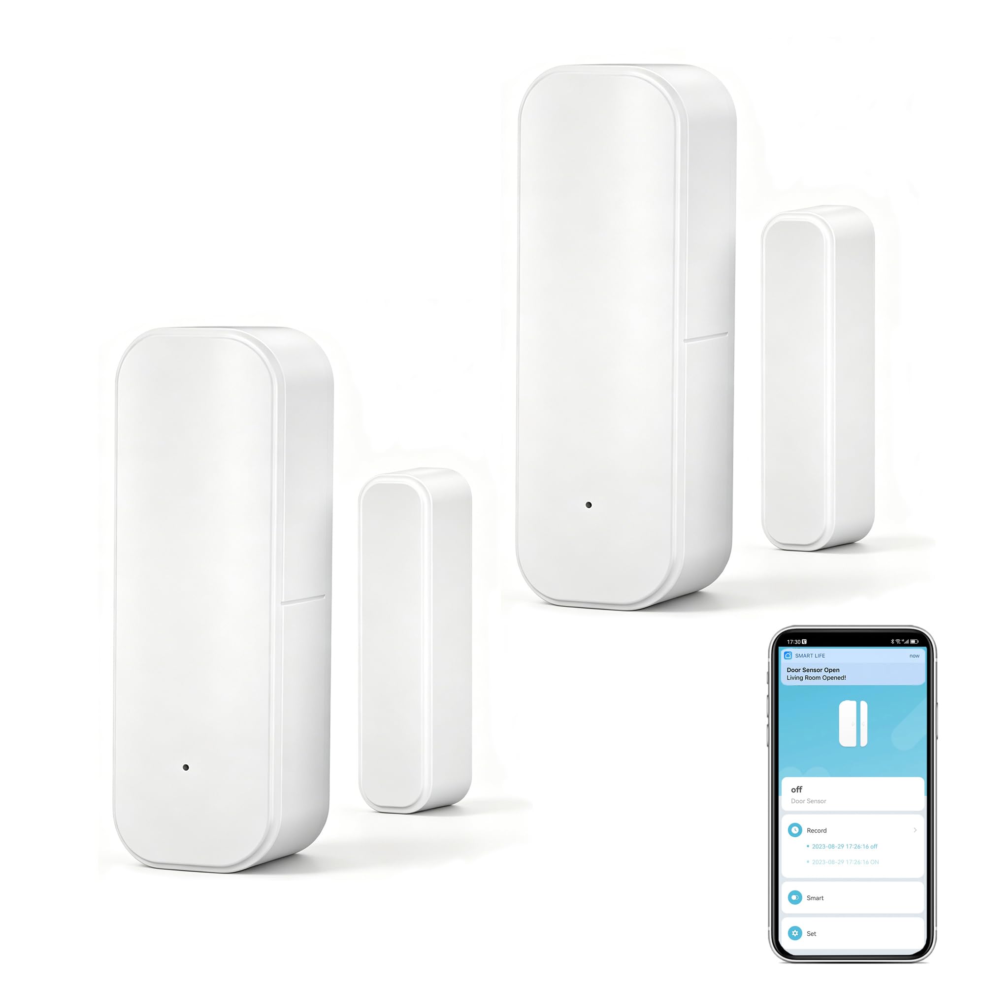 SENCKIT Sensor De Porta E Janela Wi-Fi: Contato Inteligente, Detector Magnético Abertura Sem Fio Com Alertas Notificação Gratuitos, Compatível Alexa Google Assistant (Pacote 2)