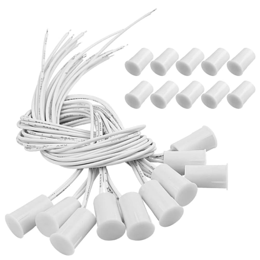 Interruptor magnético de porta RC-33 NC embutido com fio de segurança sensor de porta alarme branco (10 conjuntos)