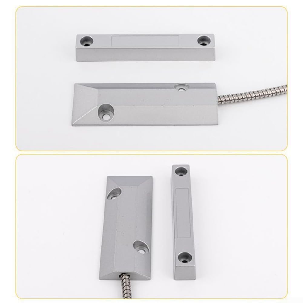 Sensor magnético de porta com fio para sistemas de segurança de alarme – liga de alumínio 12V 120mA, alcance de detecção de 50 mm, compatível