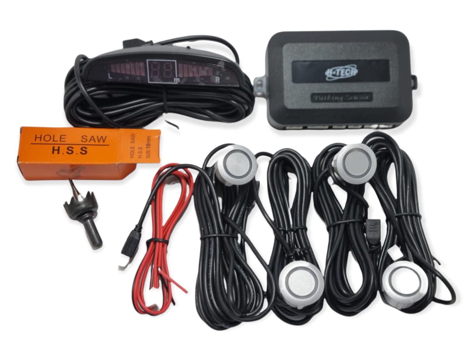 H-Tech Sensor de estacionamento Prata 4 pontos