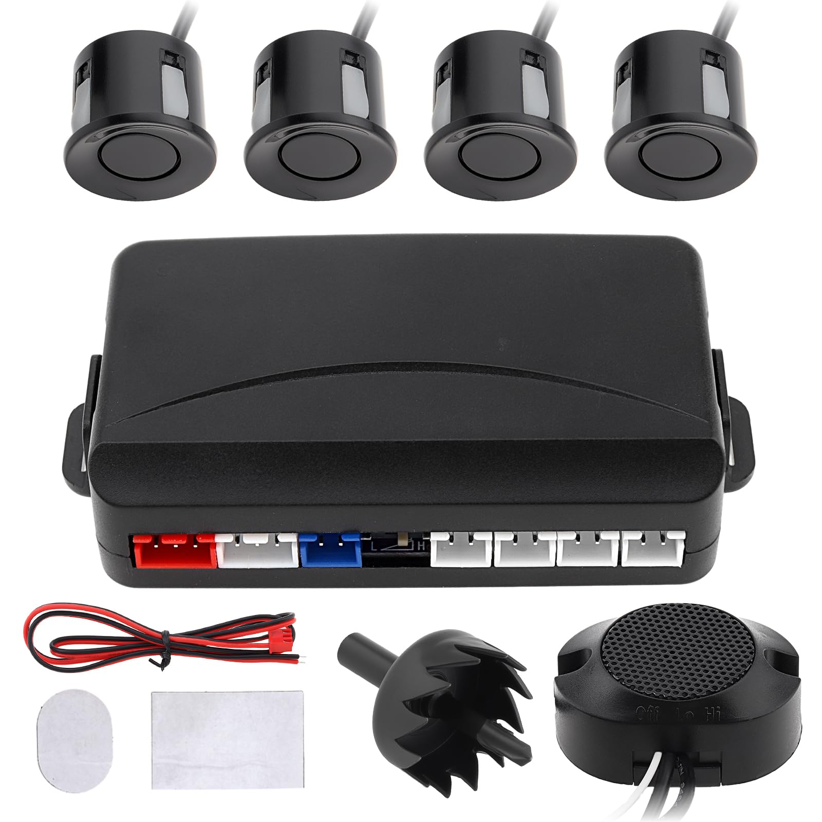 Kit de Sistema de Radar com Sensor de Estacionamento Traseiro para Carros, 4 Sensores À Prova D'Água com Alarme Sonoro, Cabo de Sensor de 2,5 M, Distância de Detecção: 30~200 Cm