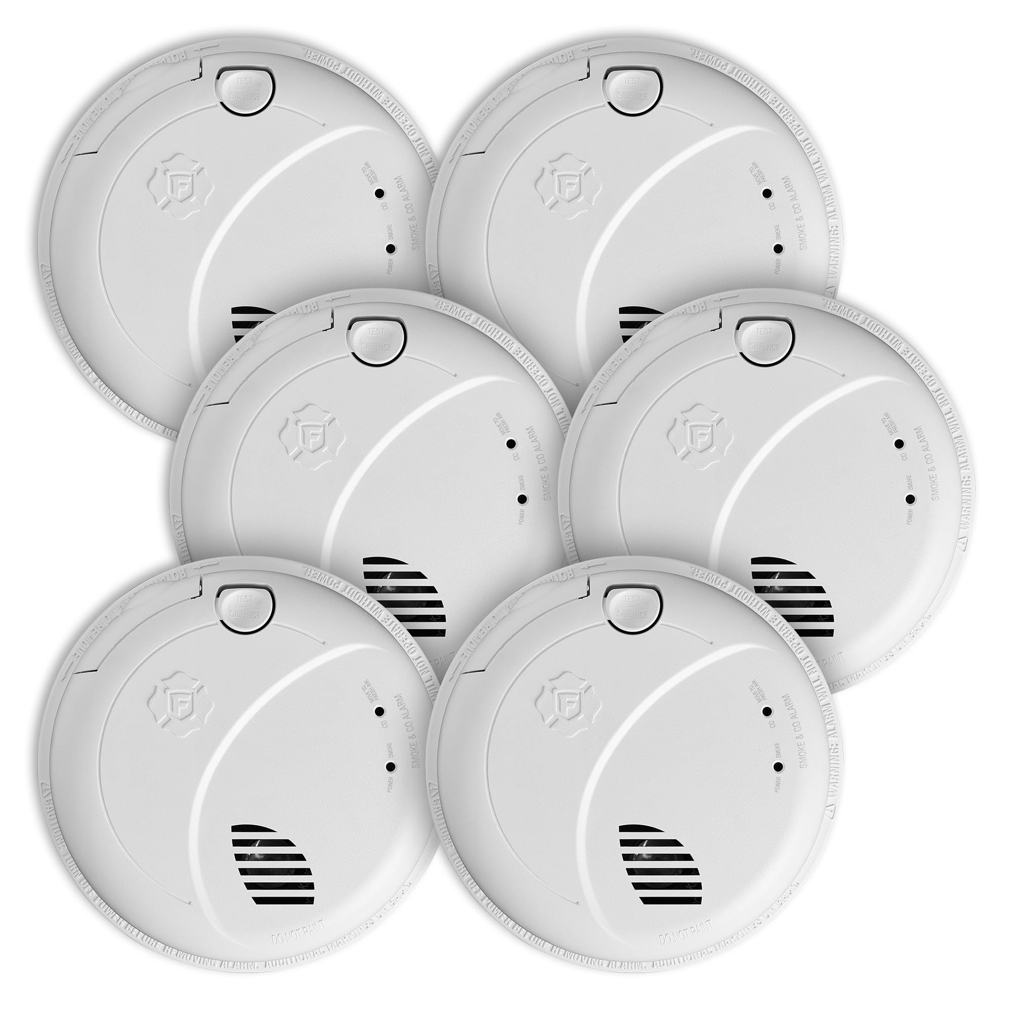 FIRST ALERT First Alert Smco100V-Ac, Alarme De Fumaça E Monóxido De Carbono Combinado Com Interconexão Por Fio Com Bateria Reserva E Alertas De Voz E Localização, Pacote Com 6 Unidades