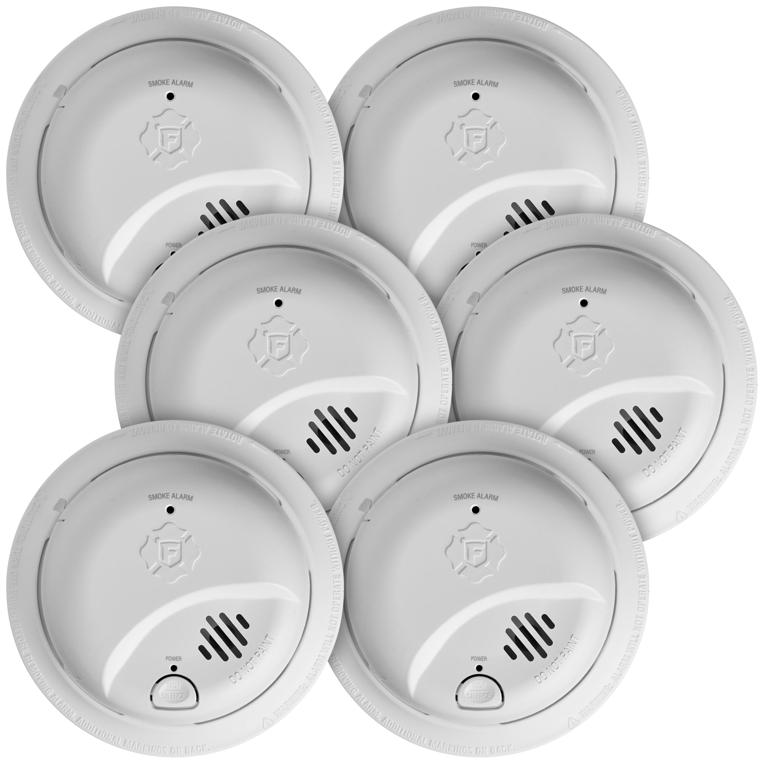 FIRST ALERT Smi100-Ac, Alarme De Fumaça Com Interconexão Por Cabo E Bateria Reserva, Pacote Com 6 Unidades