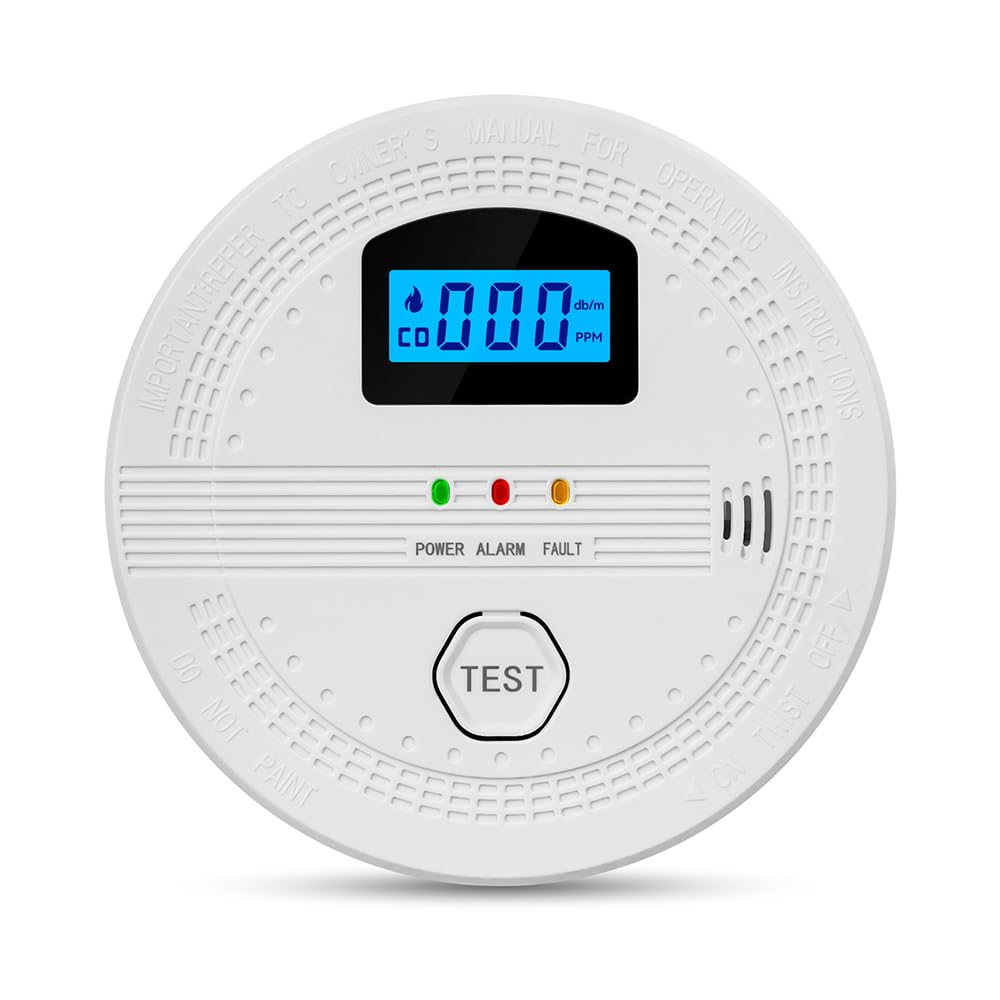 Alarme de fumaça do detector de monóxido de carbono com exibição digital Sensor eletroquímico de alta precisão Monitoramento em tempo real Alarme de luz para viagem de hotel em