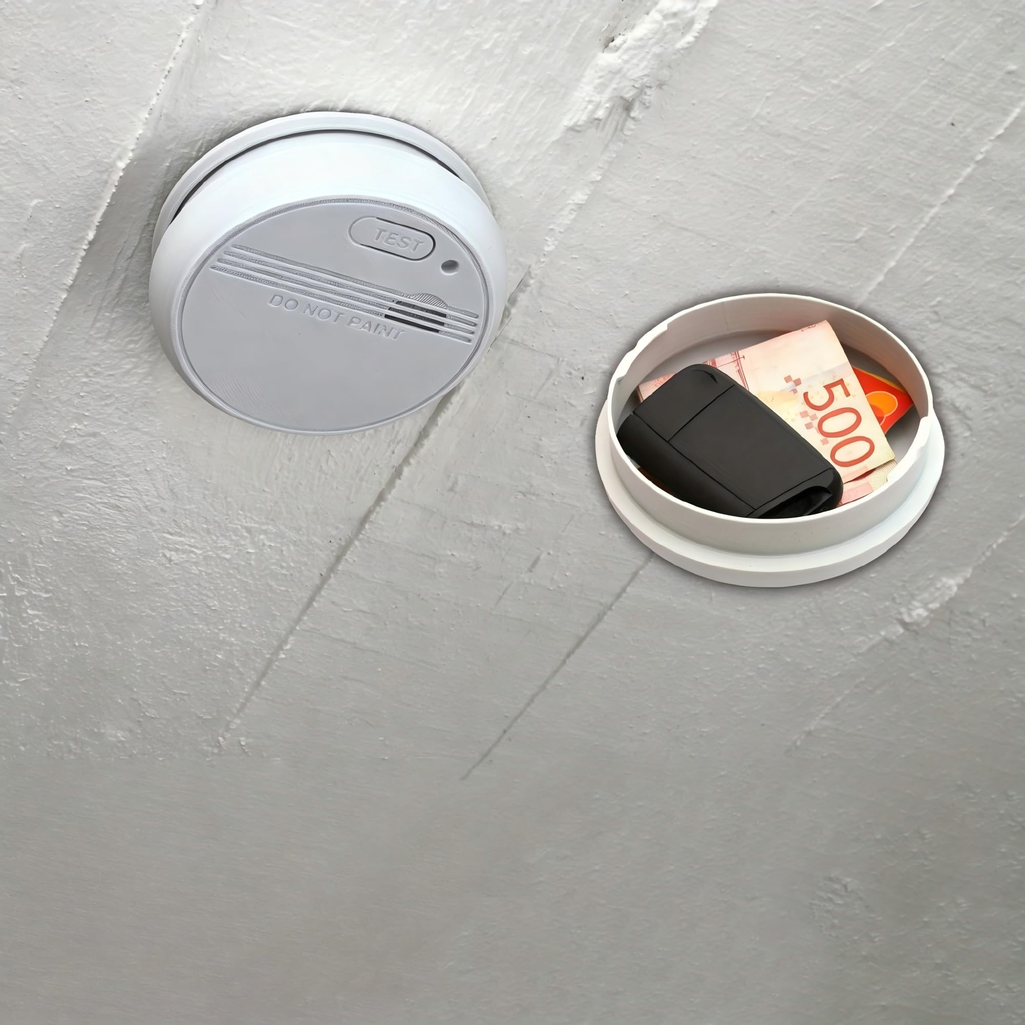 Caixa de armazenamento com detector de fumaça oculto na parede, suporte de teto, seguro, desvio, seguro, recipiente secreto para dinheiro, joias, objetos de valor, anti-roubo, segurança para