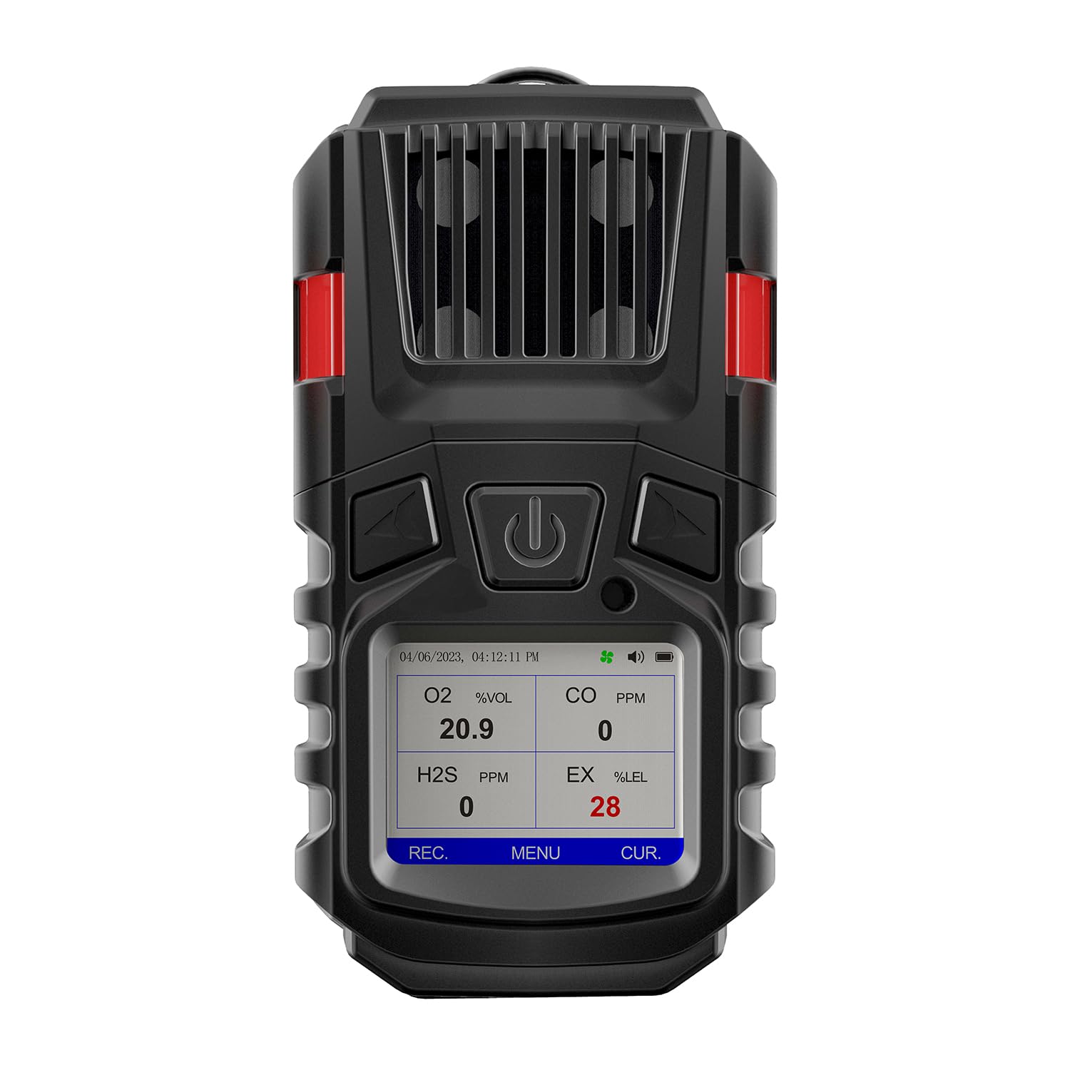 Detector de gás, 4 monitores de gás multi detector de gás EX O2 H2S com clipe, 3000 mAh detector de gás recarregável ver registros e curvas, portátil 4 monitores de gás multi detector de gás com kit