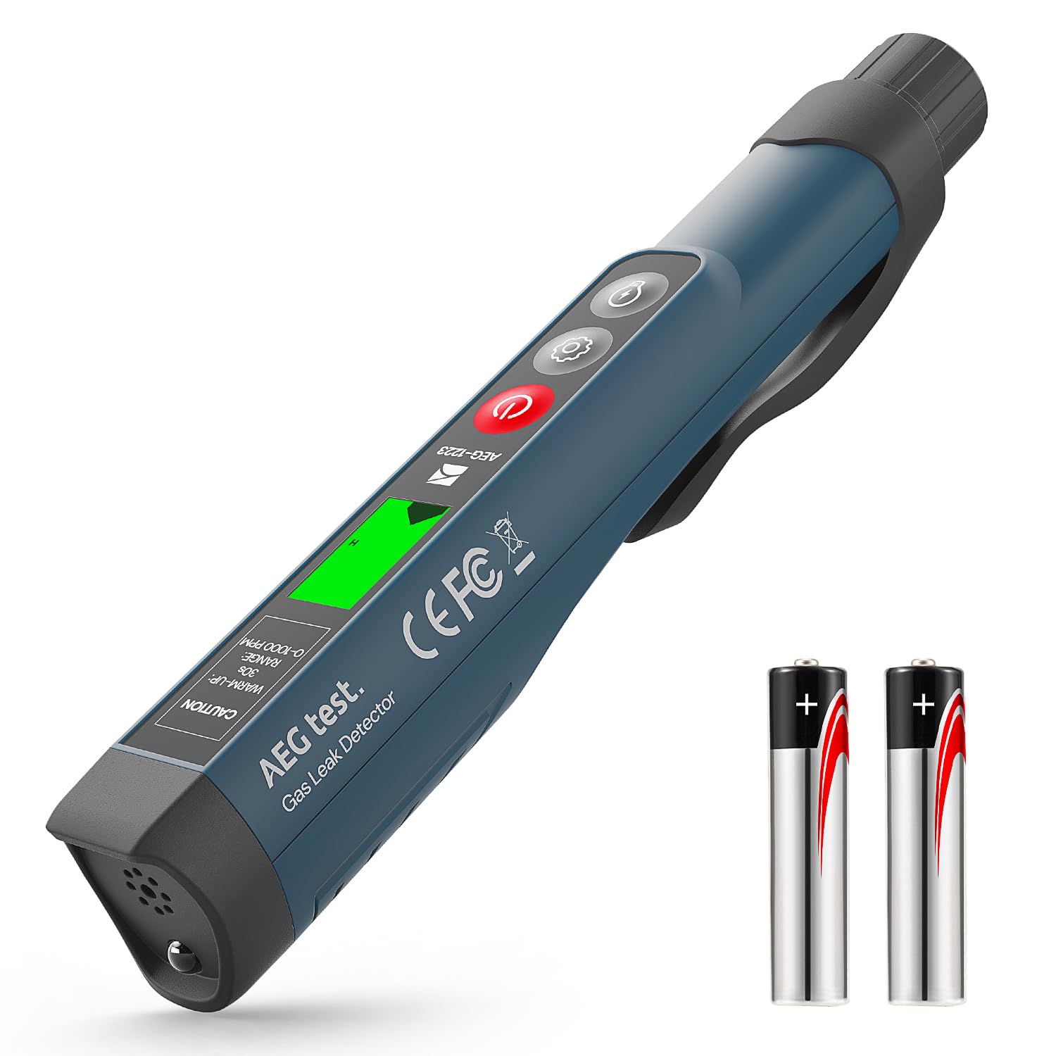 AEG test AEGTEST Detector de vazamento de gás AEG-1223 com alarme visual e audível, luz integrada, detector de gás natural para localizar fontes de vazamento combustíveis como metano, propano para casa e RV