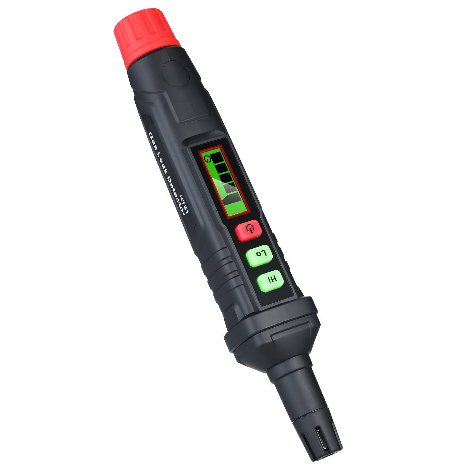 Detector de Vazamento de Gás Alarme Portátil para Detecção Gás Natural Propano Com Alarme Sonoro para Uso Doméstico ABS Preto e Vermelho 7,08x1,18x1,18in