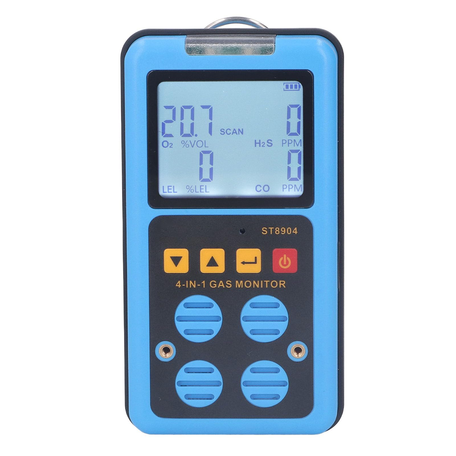 AUNMAS Monitor de 4 Gases, Detector de Gás Portátil, Testador de Gás 4 Em 1 Recarregável Com Display LCD, Alarme Sonoro, Luminoso e de Vibração para Detecção de O2, CO, H2S e LEL