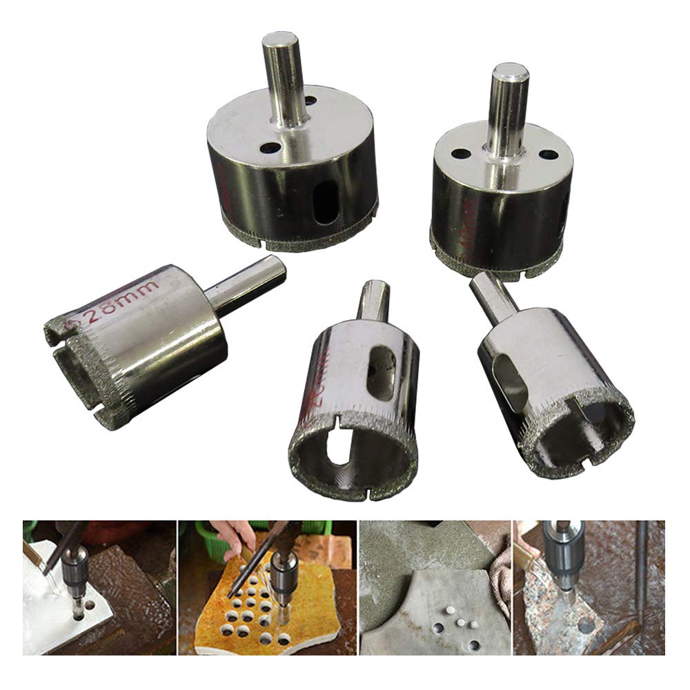 Jogo Broca Serra Copo Diamantada Porcelanato Vidro Espelho Marmore 5 Peças 25 a 50mm