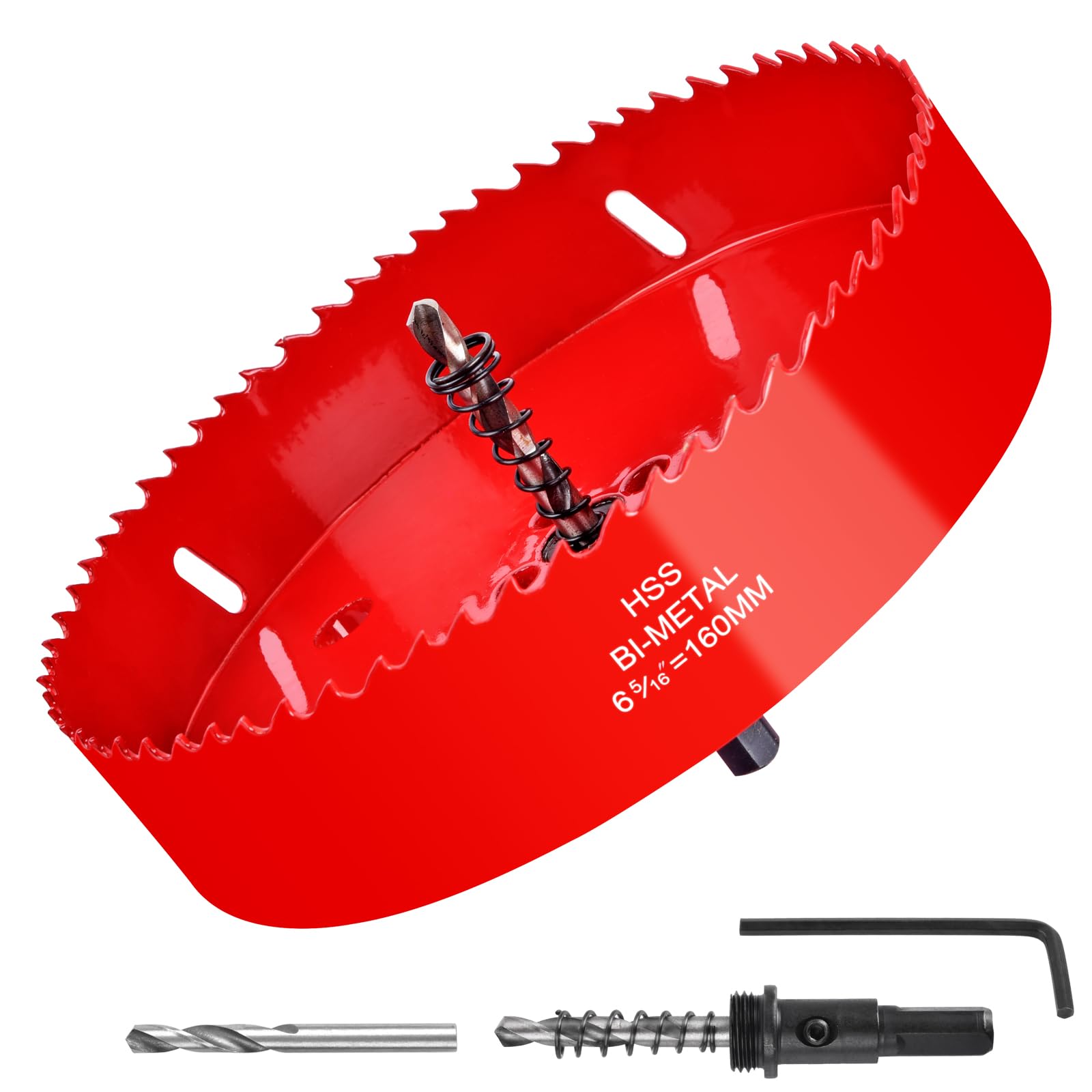 ALLWIN Serra Copo de 160 Mm (6-5/16 Polegadas) Para Madeira, Plástico, Teto, Drywall E Chapa Metálica - Serra Copo Bimetálica Hss com Broca Piloto