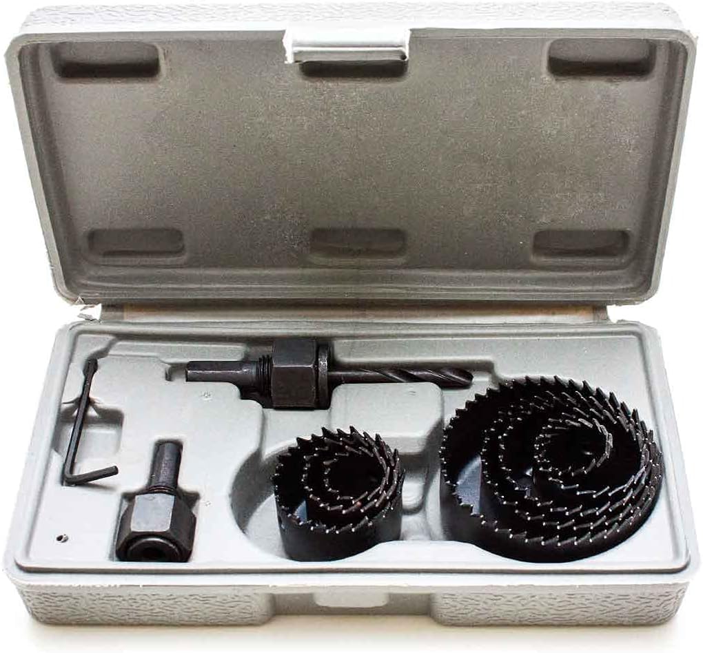 Kit Jogo Serra Copo 11 Peças Chave Allen, Profissional Com Maleta, Gesso, Madeira Plástico, Aço Carbono