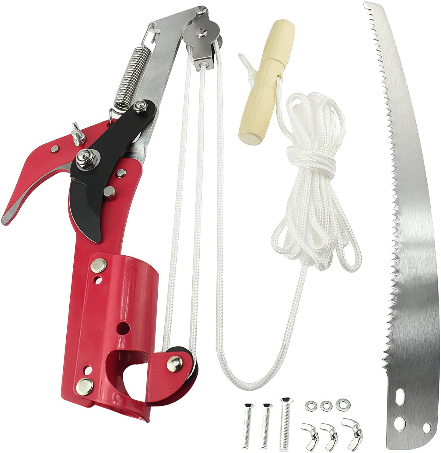 Serrote de Poda, Podador de Galhos, Podador de Galhos com Serrote Profissional, Lâmina de Serra SK5 de 30 cm, Cordão de Nylon de Alta Resistência, Vara Telescópica Não Incluída