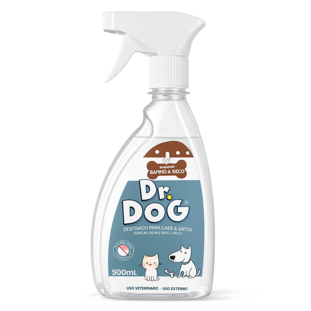 Banho a seco para Cachorros Filhotes, Gatos 500ml hipoalergênico, limpa patinhas, higienizador neutraliza odor pet, Banho Express