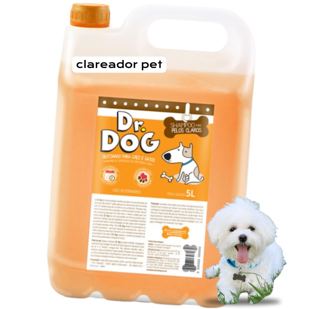 Shampoo Pet Hipoalergênico, pH neutro, para cães e gatos de peles sensíveis, alto rendimento, Não arde ou irrita os olhos, galão 5 litros - versões (Clareador Pet (Blueberry))
