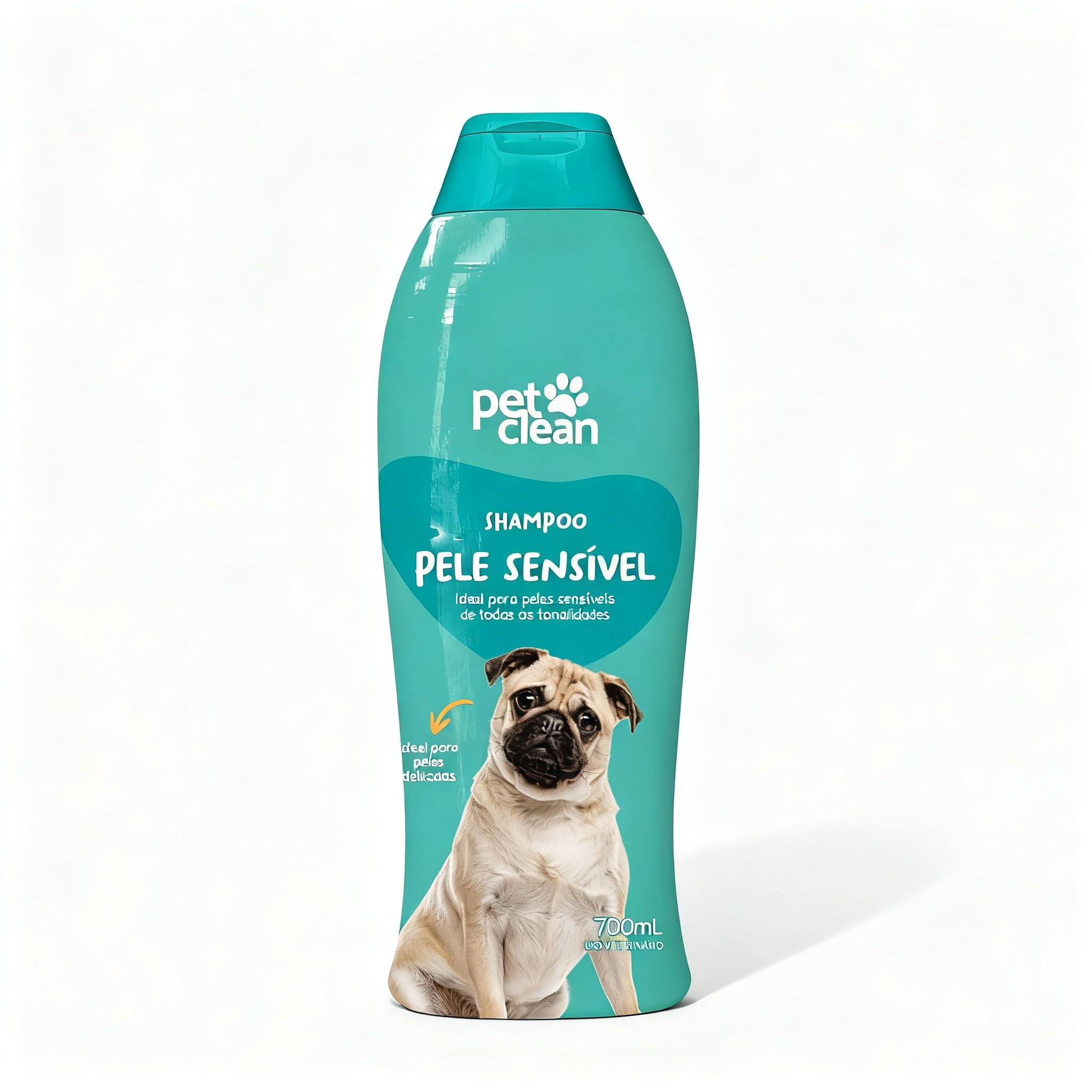 Pet Clean Shampoo para Pele Sensível, Fórmula Suave para Cães e Gatos, 700ml, com Extrato de Aveia, para Pelos Macios e Brilhantes