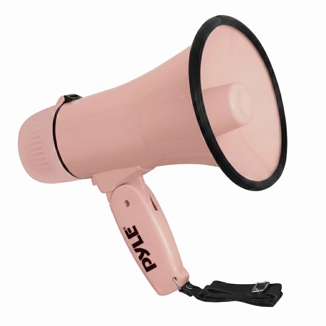 Megafone Pyle 20W Recarregável Sirene Gravação Aux | Amplificador de voz portátil, De mão, Entrada Aux 3,5 mm para MP3/áudio digital, Design ergonômico tipo pistola