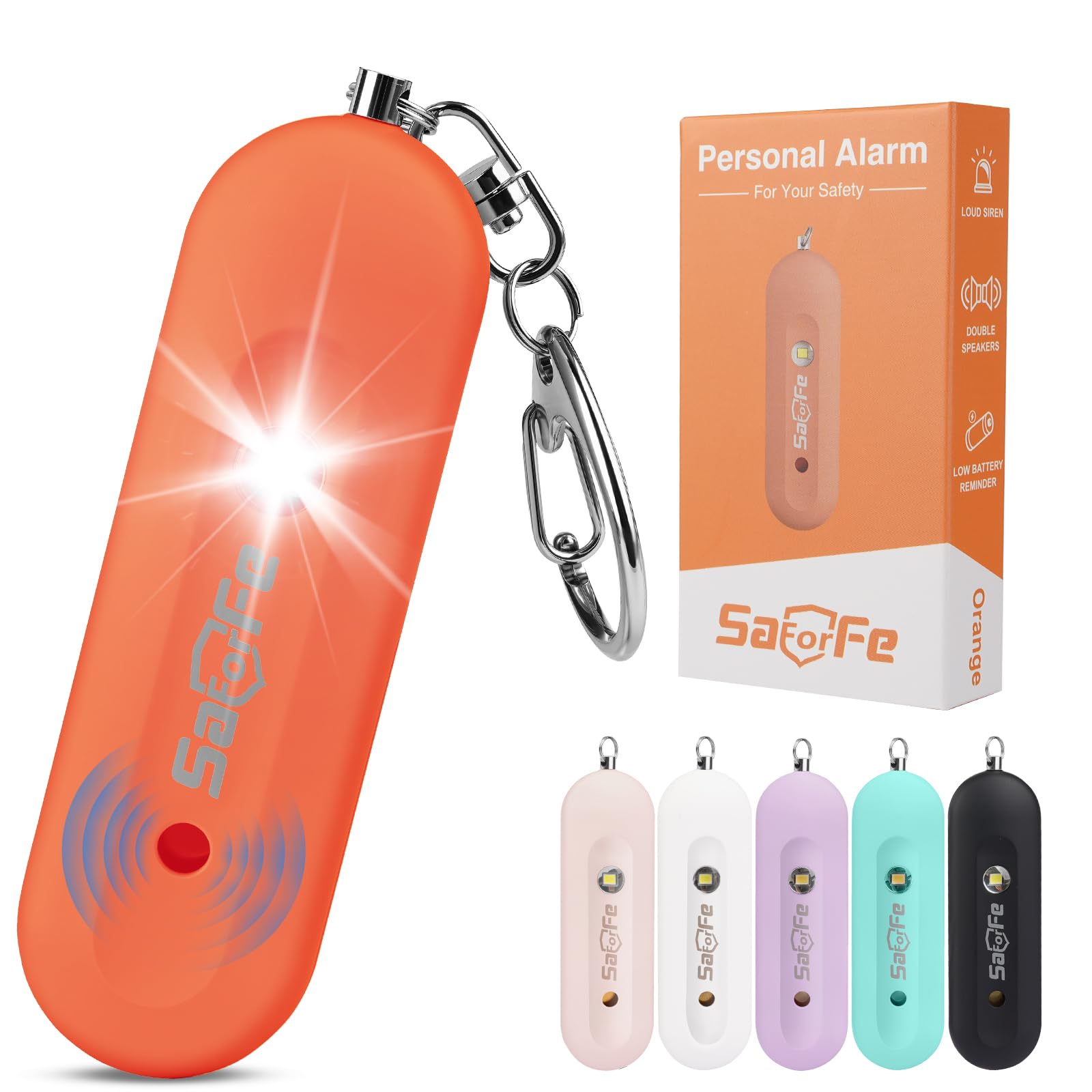 Alarme de Segurança Pessoal - Alarme de Segurança Recarregável À Prova D'Água - Sirene Extra Alta de 140 Db E Luz Estroboscópica - Chaveiro de Autodefesa - Presente Para Mulheres
