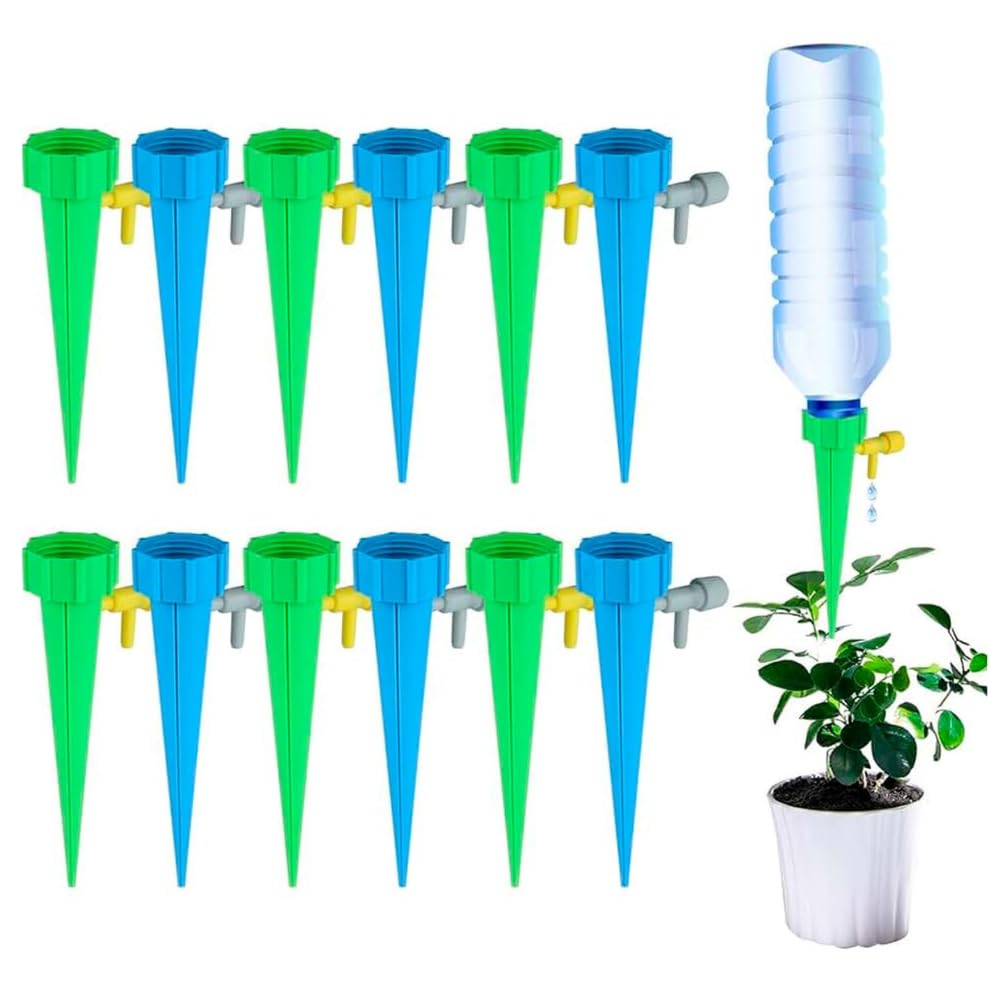 Kit Com 12 Gotejador Irrigador Bico Automático Regulagem Jardim Garrafa Pet Acoplável