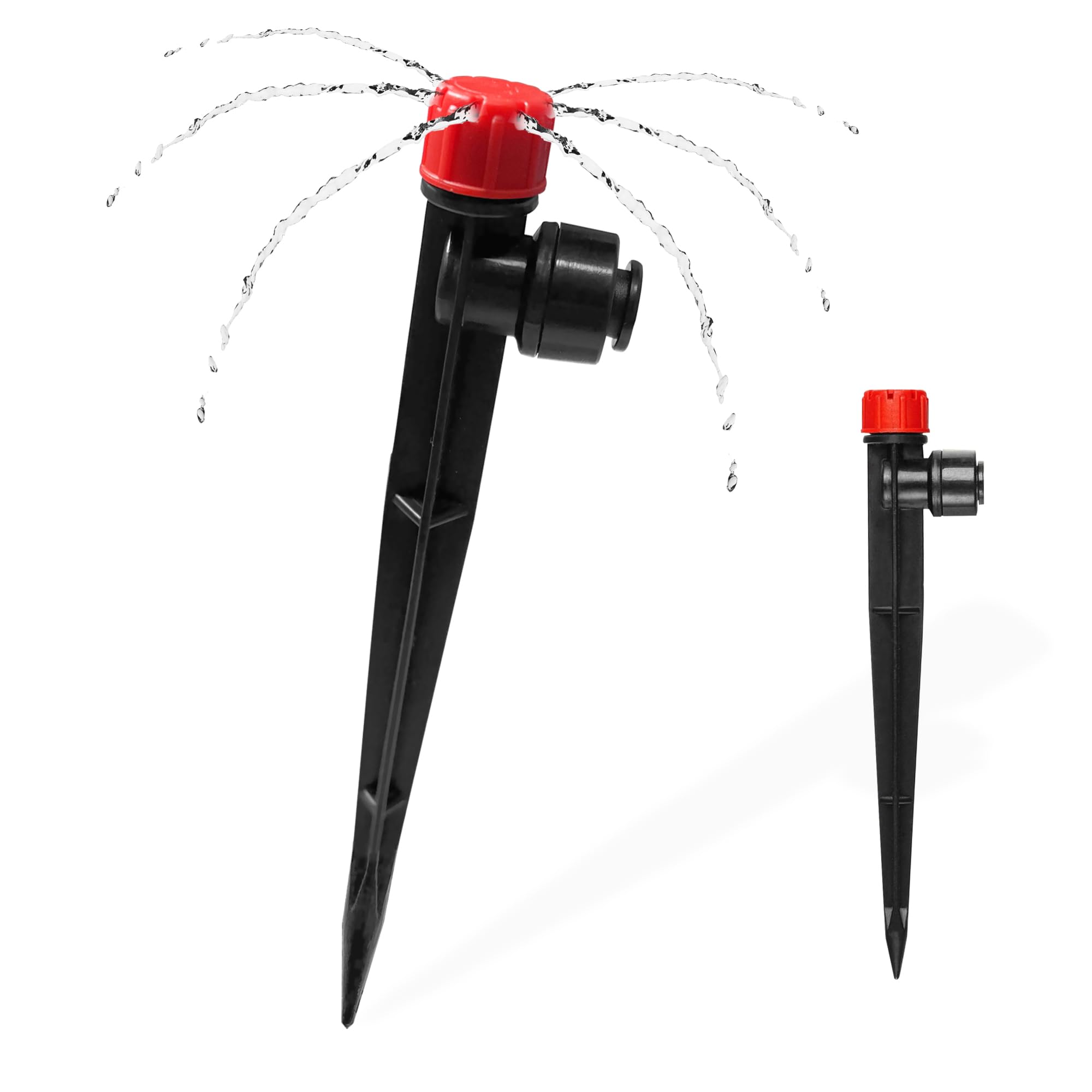 10 peças de emissores de irrigação por gotejamento push-to-fit para tubos de irrigação de 0,6 cm, pulverizador de gotejamento ajustável de 360 graus com estaca, irrigador de irrigação para sistema de