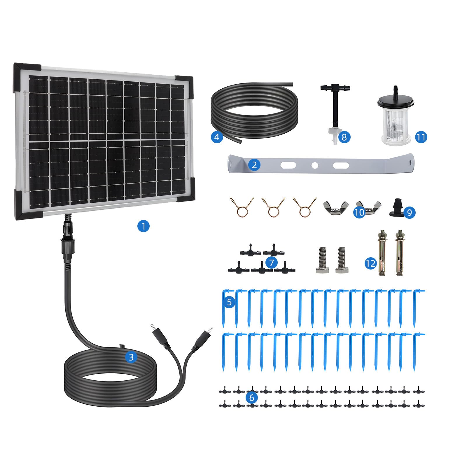 Goshyda Kit de de Irrigação por Gotejamento Solar Com Irrigação Automática 2200mAh Bateria 30 Potes 7 Modos de Temporizador IP65 à Prova de água Com Alimentação Automática para Jardim Interno e