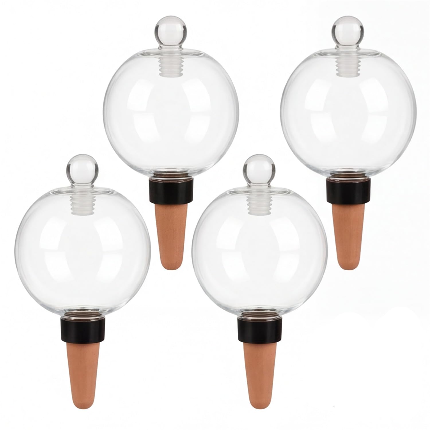 Globo De Irrigação 19oz Kit 4 Gotejadores Com Estaca Cerâmica Para Viagem | Vidro, Terracota, 562ml, Vasos, Plantas Suspensas, Samambaias, Lírios-da-paz, Suculentas, Temperos