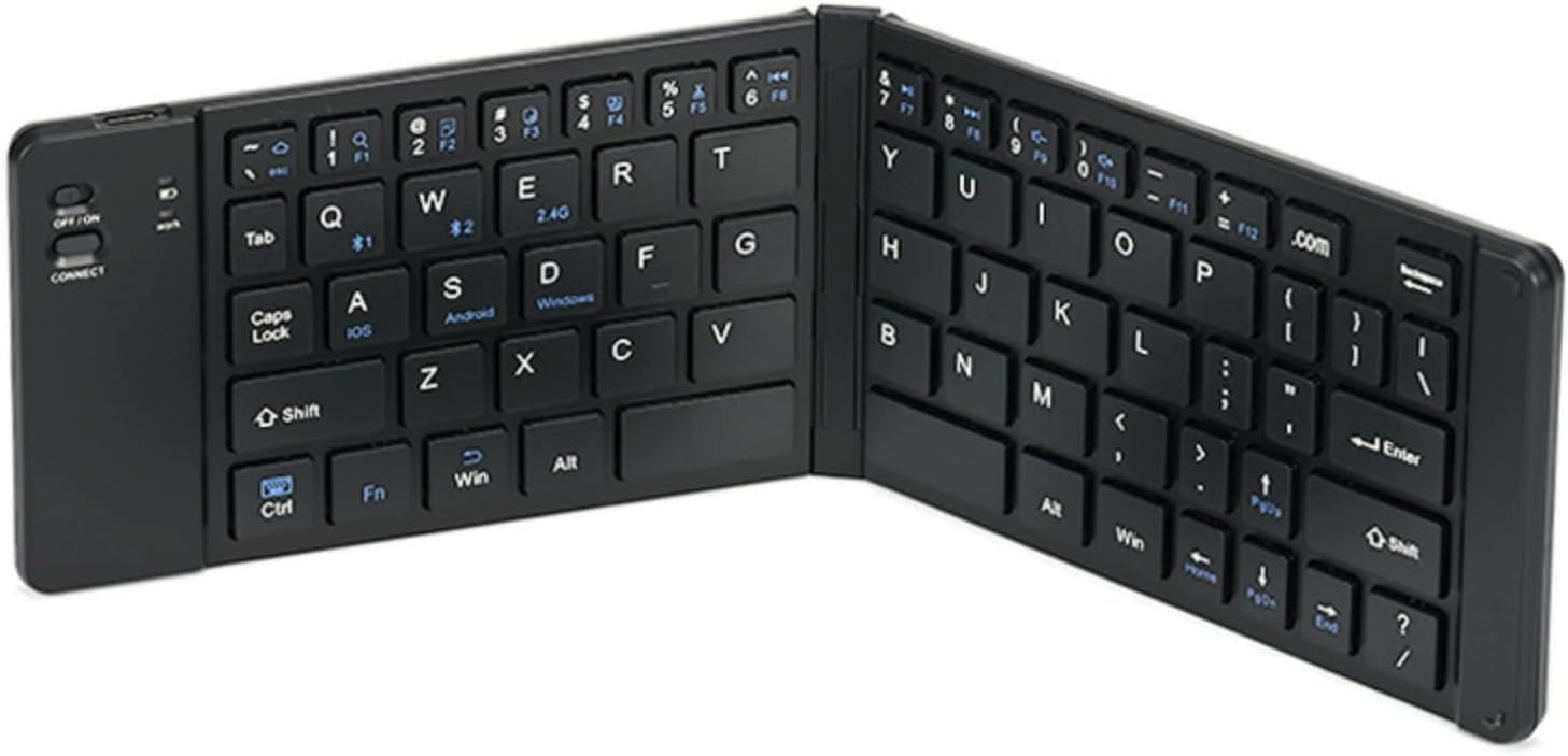 Mini Teclado Dobrável Bluetooth Sem Fio ABNT2 para Celular, Tablet e PC, Recarregável, Portátil, Ultra Compacto, Armor 30x8,5cm (Preto)