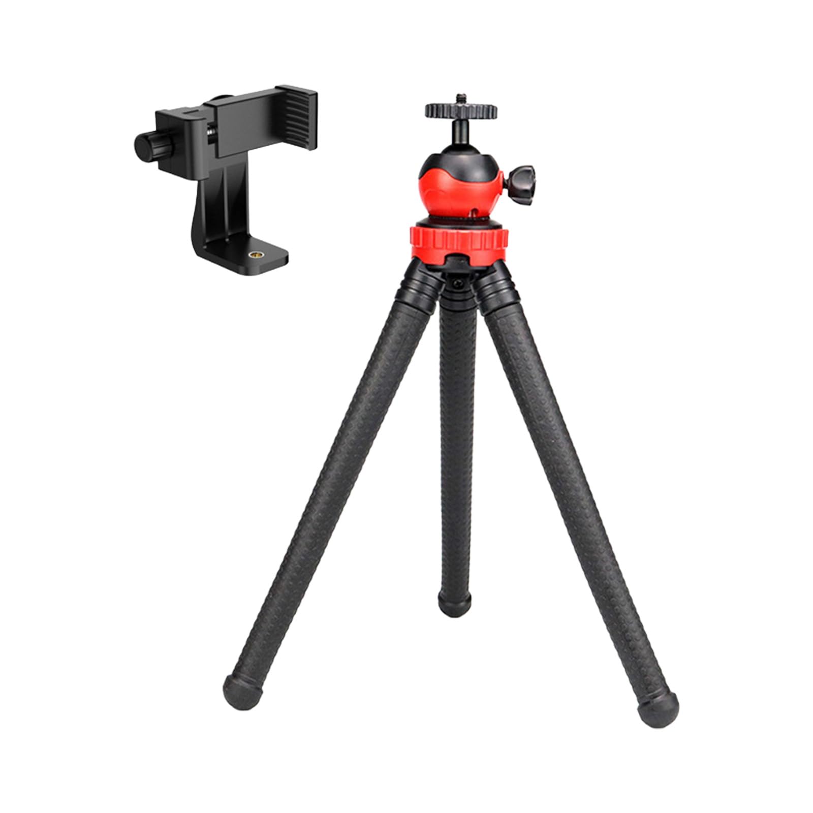 Base de tripé portátil ajustável, suporte giratório de 360 graus, clipe de telefone retrátil, mangueira dobrável para câmera, smartphone, uso de tripé portátil de metal ABS