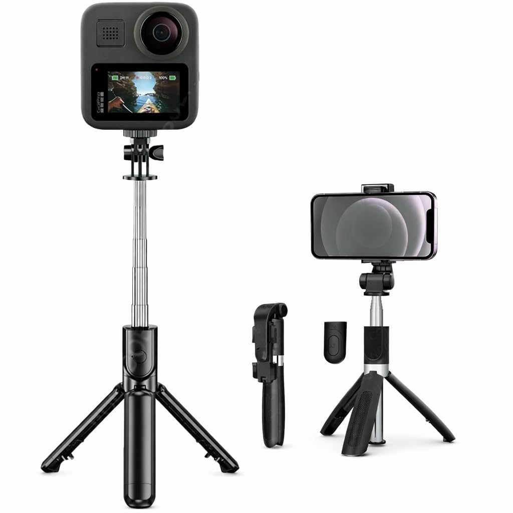 Bastão Tripé para Celular 360° Dobrável 3 em 1 – Pau de Selfie Bluetooth com Controle Remoto, Suporte Estável e Ajustável para Fotos e Vídeos