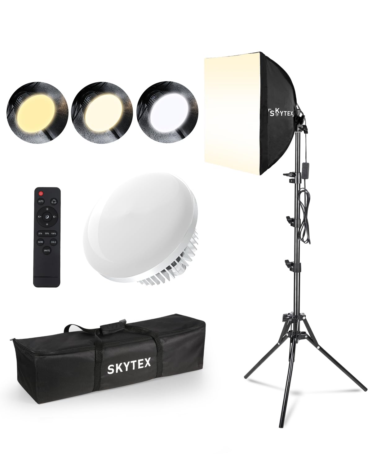 Kit de iluminação Softbox, caixa macia Skytex 40,6 x 40,6 cm | Atualização 135W 2700-6400K 100V-240V AC E27 Lâmpada de iluminação contínua para fotografia, equipamento de luzes de estúdio fotográfico