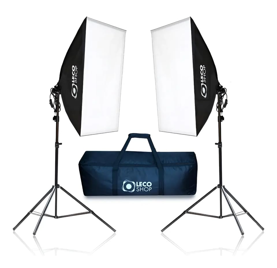 LECO SHOP Kit 2 Softbox 50x70 Profissional Foto Estúdio Com Bolsa | 2 Unidades, 50x70cm, Inclui Bolsa, Uso Profissional, Fotografia Estúdio