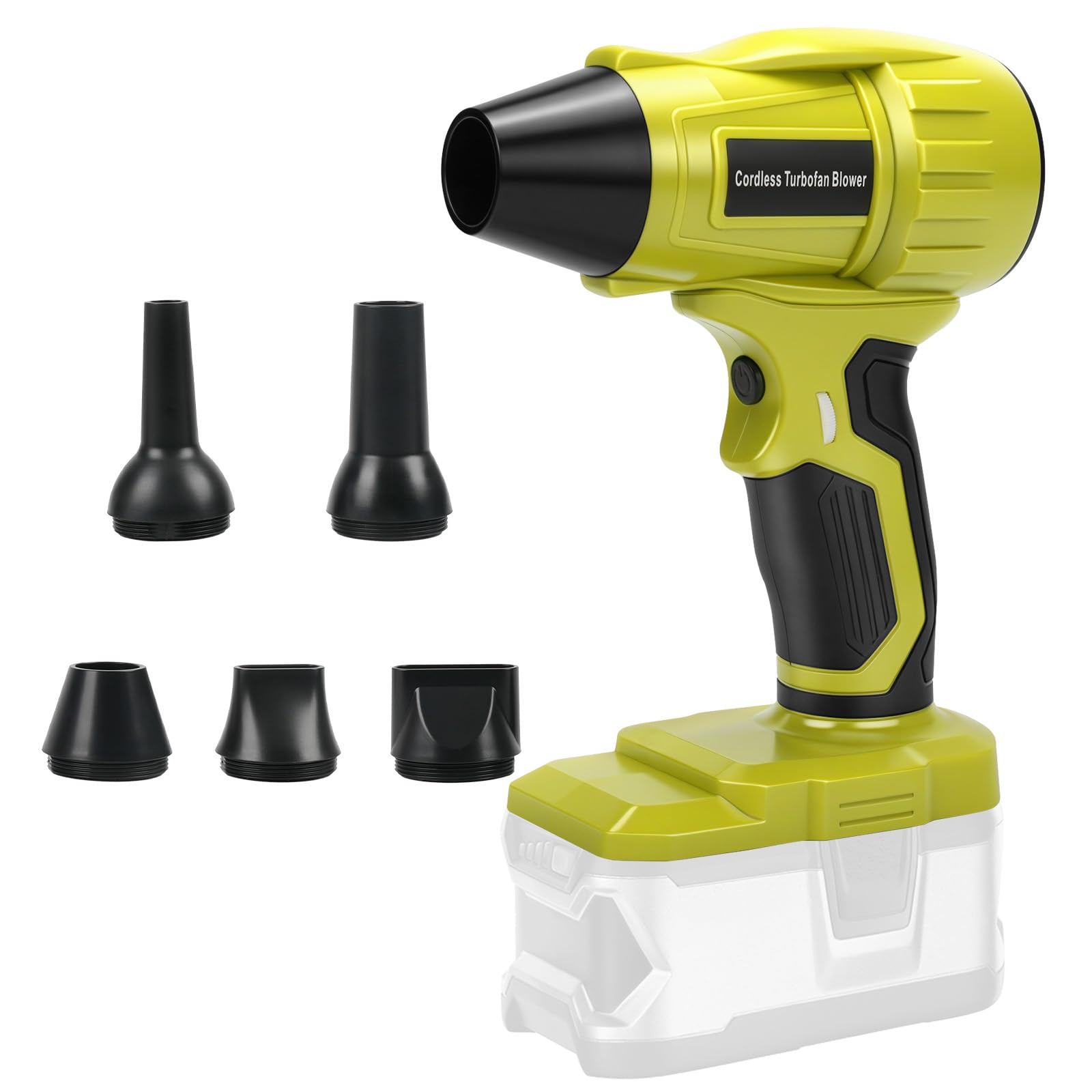 Soprador de folhas portátil para Ryobi 18V ONE + bateria (sem bateria) | Motor sem escovas de 350 W, velocidade variável, abaixo de 65 dB, design leve e sem fio, para folhas de pó e pátio