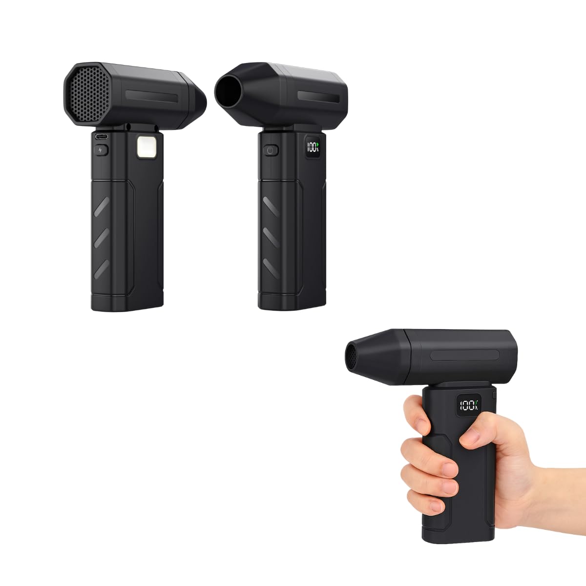 Soprador Portátil Turbo Recarregável 100.000 RPM com LED e 5 Velocidades – Mini Soprador de Ar Tipo-C para Limpeza de Eletrônicos, Teclados e Churrasqueira – Bateria 6000mAh