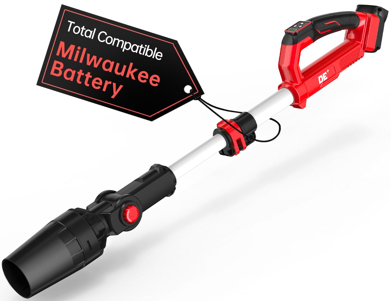 Soprador de folhas sem fio para bateria Milwaukee M18, motor sem escovas de 31000 RPM, 650 CFM / 280 MPH, haste telescópica, cabeça ajustável de 60° e sopradores elétricos de folha de 3 velocidades