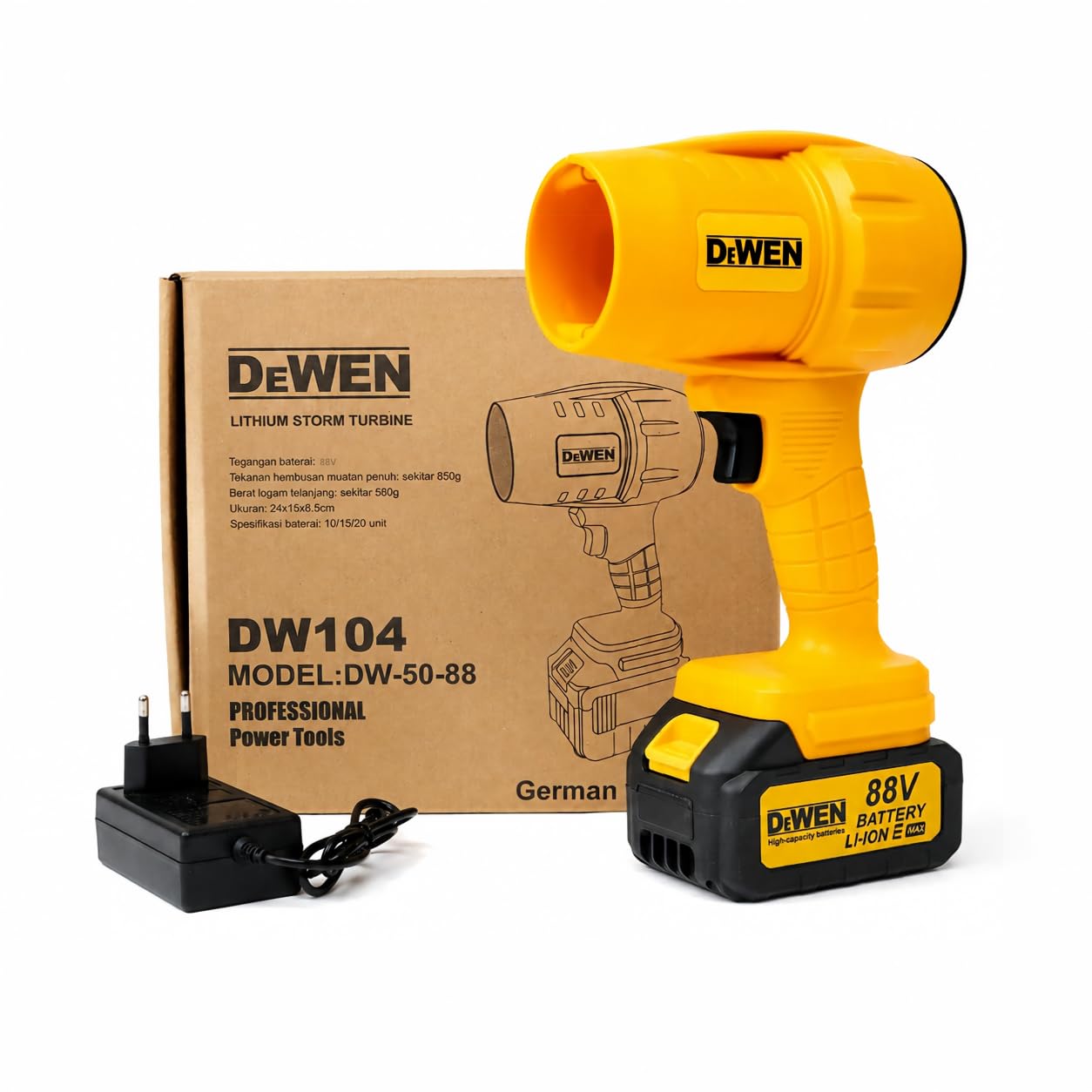 Soprador de Ar Portátil, Motor Brushless 5700 RPM, Bateria 4000mAh, Velocidade Ajustável, Pressão 850G, para Limpeza de Carro, Folhas e Oficina