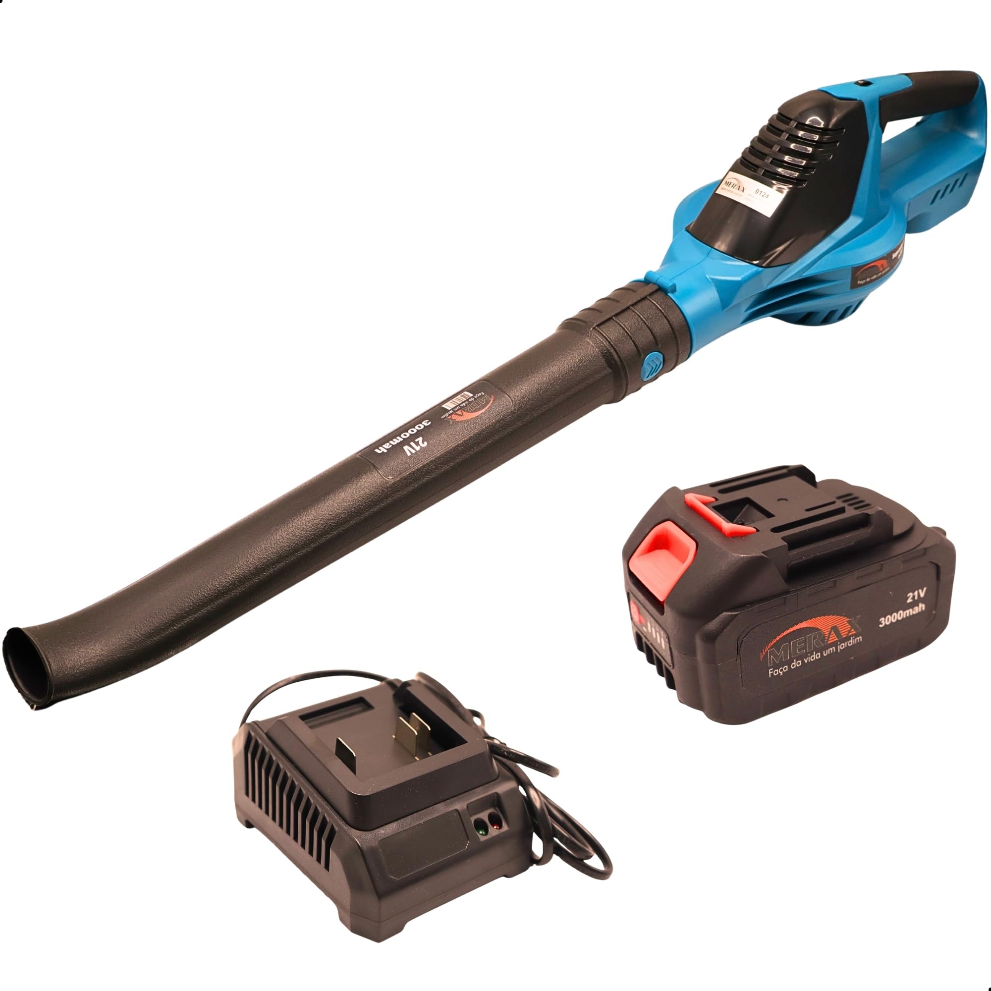 Soprador de Folhas a Bateria Bivolt 21V de 3000mah, Até 2h de Uso, 220km/h, 3300-16500RPM, Facil de Usar e Ergonômico