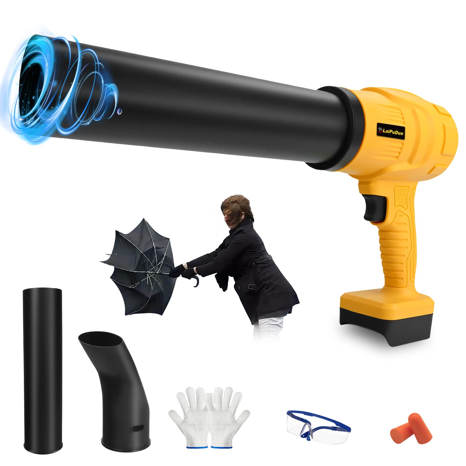 Soprador de folhas sem fio compatível com bateria máxima de 20 V Dewalt, soprador portátil elétrico sem escova de 32000 RPM, soprador de ar de 600 W com bicos estendidos para limpeza de neve, quintal