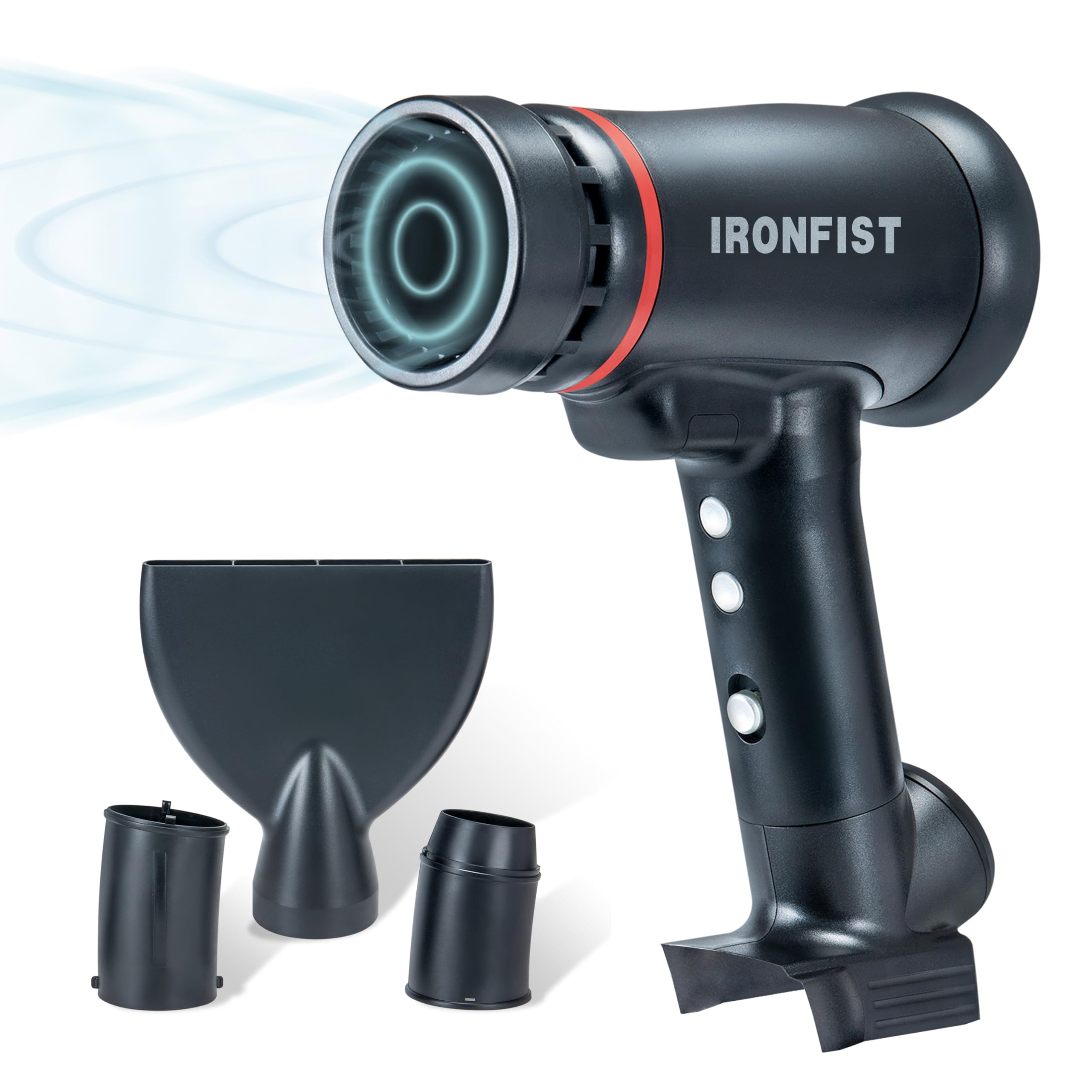 IRONFIST Soprador de jato turbo compatível com bateria Milwaukee M18, força de sopro de 1400 g, motor canalizado, 5 velocidades, display digital, ultra leve de 0,6 kg para limpeza de neve e poeira de