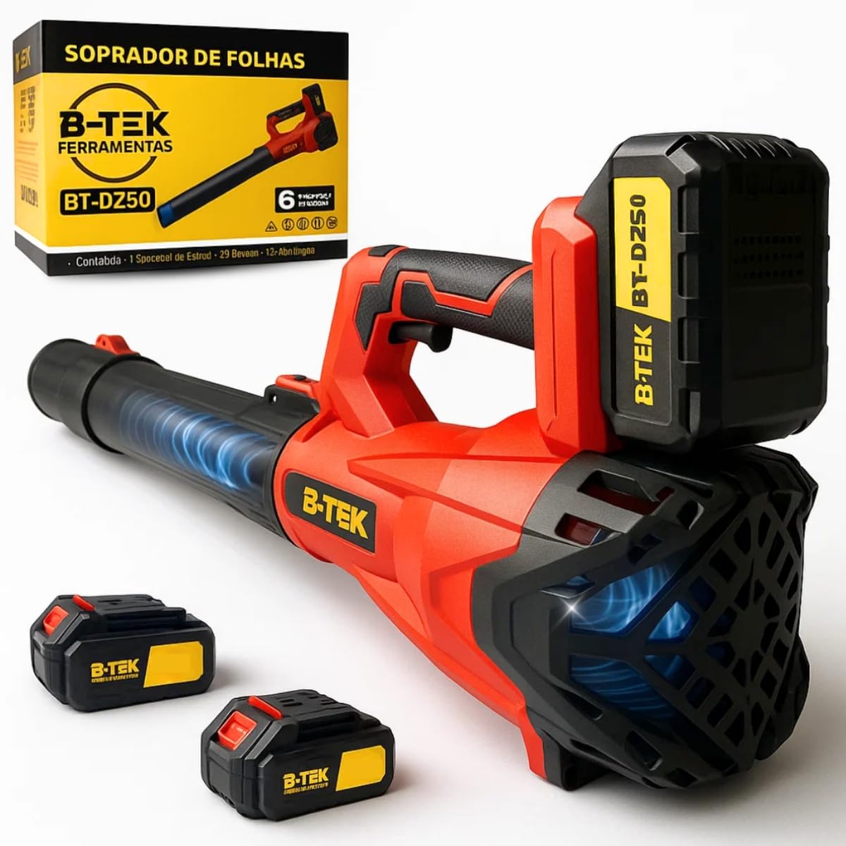 Soprador de Folhas a Bateria 1200W Sem Fio Portátil Alta Potência 300kmh com 6 Velocidades Ajustáveis Ideal para Jardim Quintal Limpeza Carro Poeira Secagem Rápida Leve e Silencioso