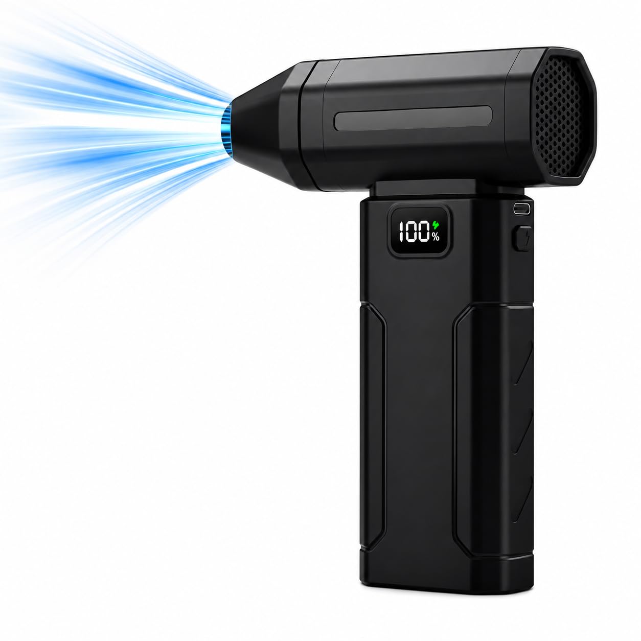 Mini Soprador de Ar Portátil Recarregável USB-C com Luz LED Medidor de Bateria Motor 100.000 RPM 5 Velocidades + Modo Turbo Bateria de Longa Duração para Limpeza de PC Teclado Carro e Eletrônicos
