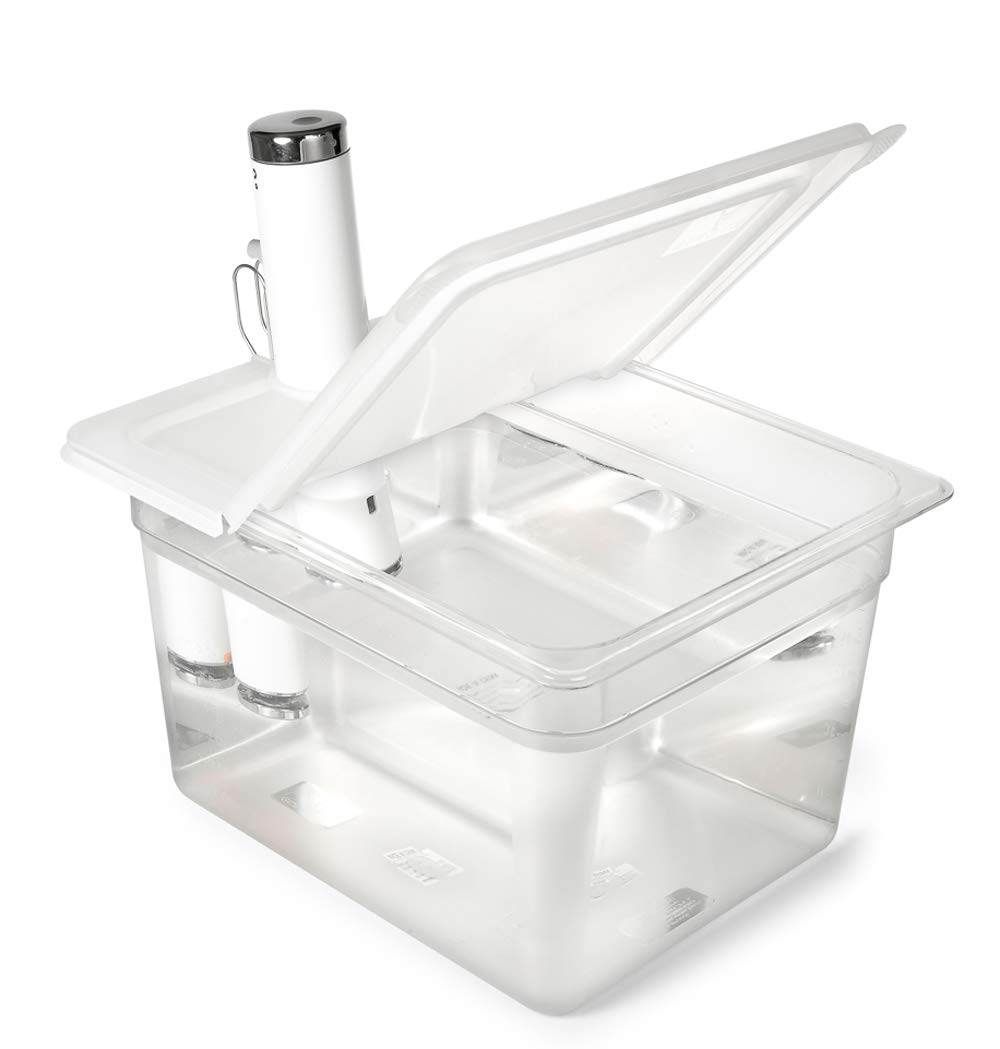 Everie Recipiente Sous Vide de 12 litros com tampa articulada dobrável compatível com o fogão de imersão Breville Joule Sous Vide (suporte lateral)