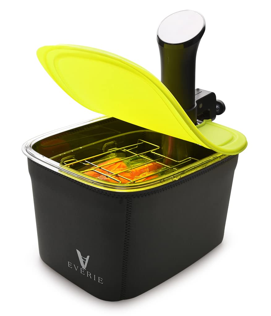 EVERIE Recipiente sous vide versátil de 12 litros com rack embutido e tampa de silicone dobrável e manga de recipiente compatível com todos os fogões Sous Vide, KIT-1202-TYGJ