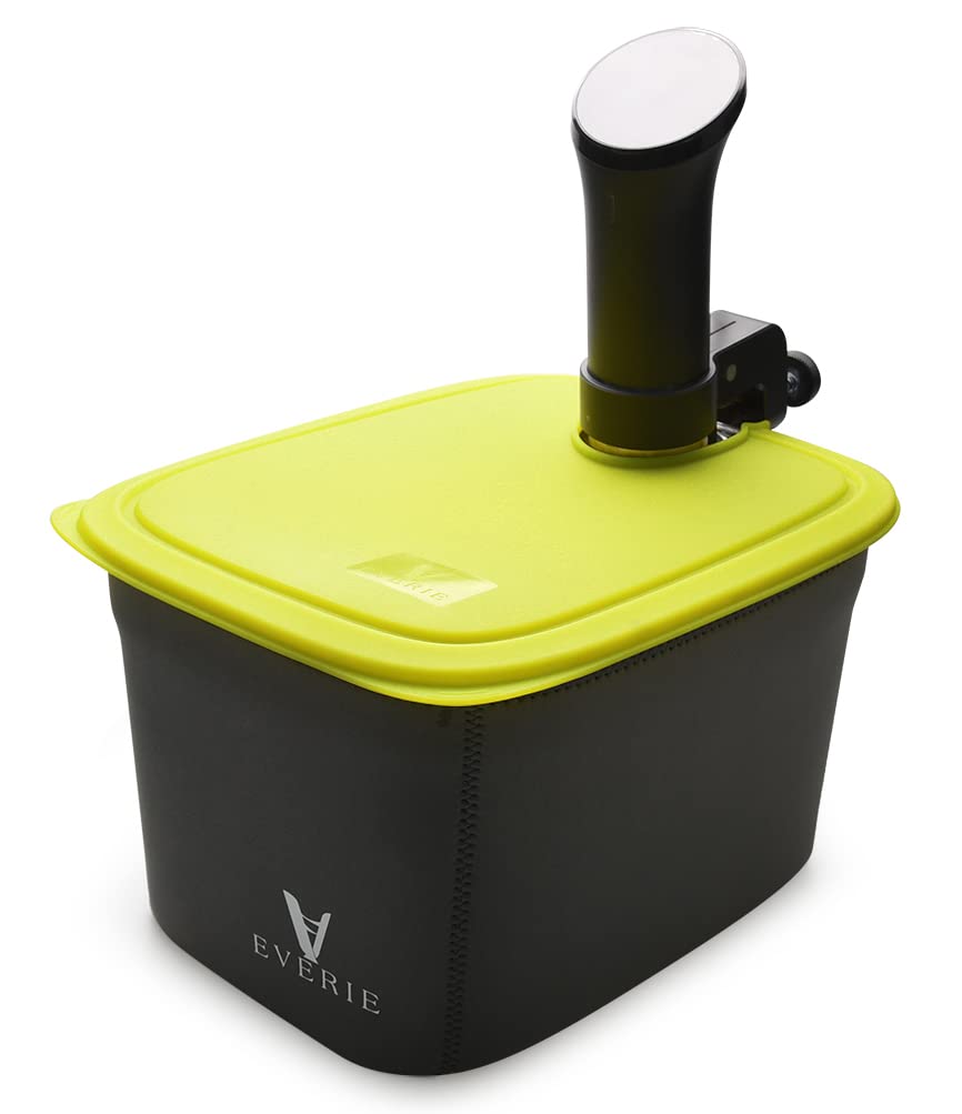 EVERIE Recipiente Sous Vide de 12 litros com tampa, rack e manga isolada, preto com tampa amarela, plástico livre de BPA, KIT1202-RACK04-TYGJ