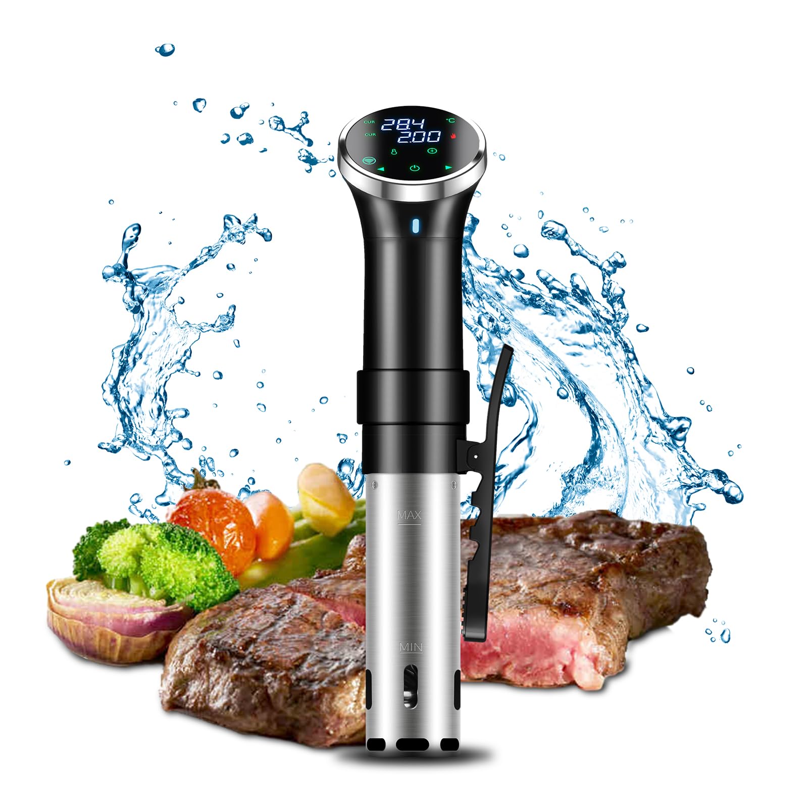 Máquina de Sous Vide WiFi Circulador Imersão 1100 Watts Fogão Precisão Silencioso com APP Temperatura Display Digital