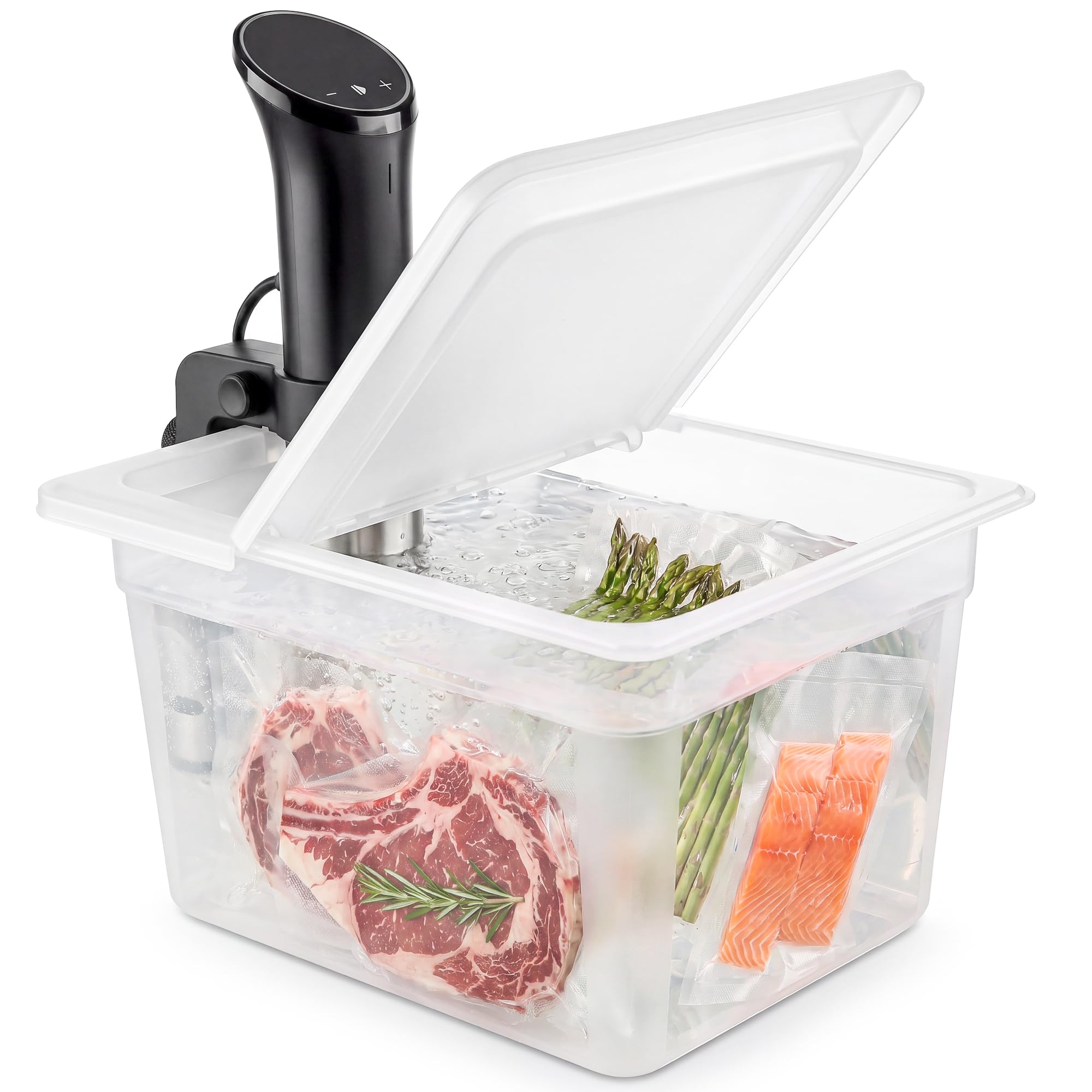EVERIE Recipiente Sous Vide de 12 litros com tampa articulada reforçada, banheira PP de grau alimentício livre de BPA, resistente ao calor até 130 °C, serve para Anova Nano, Mini, Pro, 2.0 e Pro 3.0