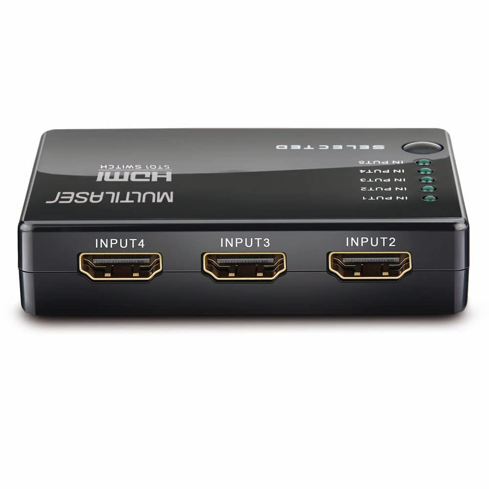 Represent ADAPTADOR HUB SWITCH HDMI 5X1 COM CONTROLE REMOTO 5 PORTAS HDMI SPLITTER FULL HD PARA VIDEO GAME, TV, HOME THEATER, XBOX E ETC